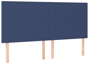 Cadru de pat cu tablie, albastru, 180x200 cm, textil Albastru, 180 x 200 cm, Design simplu