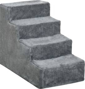 PawHut Scăriță pentru Câini Portabilă cu 4 Trepte, Scară pentru Animale Domestice, 60x35x44 cm, Gri Deschis | Aosom Romania