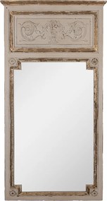 Oglinda de perete, bej, din lemn, aspect vintage, 80x5x158 cm