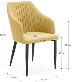 Set de scaune de sufragerie galben 2 buc. tapițat Nadi – Marckeric