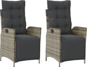 vidaXL Scaun de grădină rabarabil cu suport picioare,2 buc., poliratan