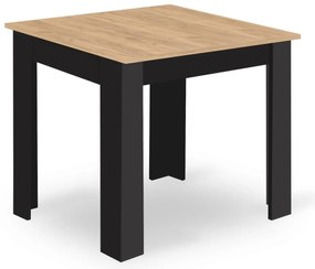 OFERTA Masa de dining MADO neagra cu blat decorativ stejar artisan 80x80cm a doua calitate