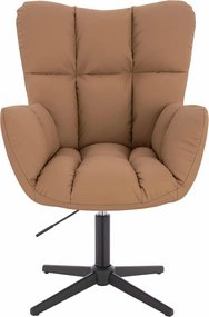 HR650CROSS Scaun Caramel Piele Ecologica Premium Soft cu Bază Neagră
