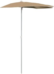 vidaXL Umbrelă de grădină cu stâlp, gri taupe, 180x90 cm, semirotundă