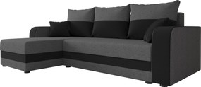 Coltar extensibil de colt VALERIO, gri inchis/antracit, reversibil, 238x140 cm + 2 perne GRATUIT