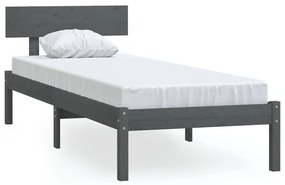 810139 vidaXL Cadru de pat, gri, 100x200 cm, lemn masiv de pin