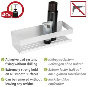 Raft pentru baie alb mat autoadeziv cu Turbo-Loc din oțel inoxidabil Genova – Wenko
