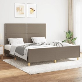 3124988 vidaXL Cadru de pat cu tăblie, gri taupe, 160x200 cm, textil