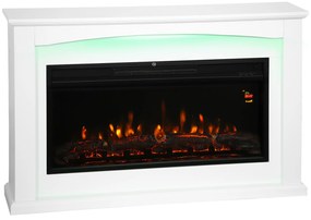 HOMCOM Șemineu electric 1000W/2000W, șemineu decorativ fals, efect flacără cu 5 niveluri reglabile, 121x25x77cm, alb | Aosom Romania