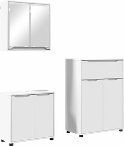 vidaXL Set de mobilier pentru baie cu sertar 3 pcs Alb Lemn compozit