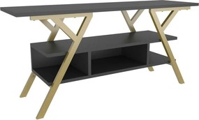 Comoda TV MINERVA, gri antracit/auriu, PAL/metal, 120x35x55 cm