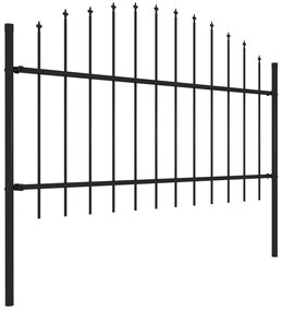Gard de gradina cu varf ascutit, negru, 1,7 m, otel 1, 100-125 cm, 1.7 m