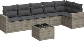 vidaXL Set canapele de grădină, 7 piese, cu perne, gri, poliratan