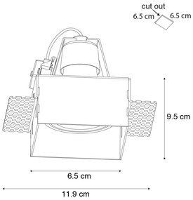 Set de 6 spoturi incastrate negre GU10 50mm fara rama - Oneon