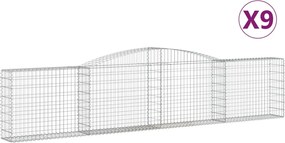 vidaXL Coșuri gabion arcuite 9 buc, 400x30x80/100 cm, fier galvanizat