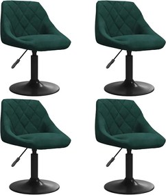 vidaXL Scaune de bucătărie pivotante, 4 buc., verde închis, catifea