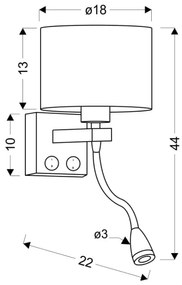 Corp de iluminat LED flexibil POLO 1xE27/40W+LED/2W 230V negru