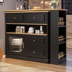 Masă de bar extensibilă cu spațiu de depozitare, Negru | Aosom Romania