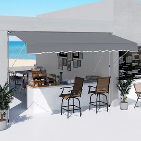 Outsunny Copertină Retractabilă cu Braț Pliabil, 400x120 cm, Gri Închis | Aosom Romania