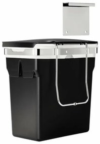Coș încorporat 10 l, găleată din oțel cromat/plastic, negru