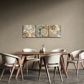 Tablou - Grădină cu o pasăre (cu ceas) (90x30 cm)