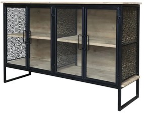Vitrina din lemn masiv si MDF, 4 usi, cu model lateral, Vence