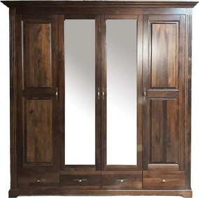 Dulap lemn masiv nuc Preston 4 Uși cu Oglinzi, 204,8 × 60,9 × 206,9 cm