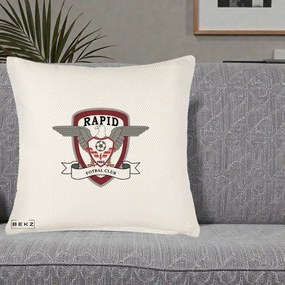 Perna Personalizata Rapid Fotbal Club 1923, 40x40 cm, Crem Reliefat, Husa Detasabila, Perna Inclusa, BEKZ®