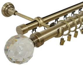 Galerie dubla kula crystal, teava neteda si profil,grosime 25 si 19mm, aur antic (Alege marime: 280 cm)