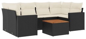 3256350 vidaXL Set canapele de grădină cu perne, 7 piese, negru, poliratan