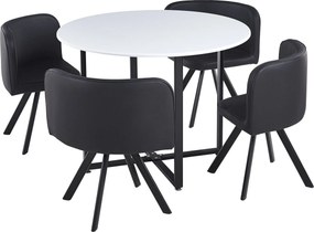 Set masa cu 4 scaune BEVAN NEW, negru/alb