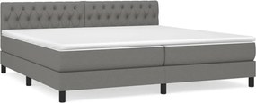 vidaXL Pat box spring cu saltea, gri închis, 200x200 cm, textil