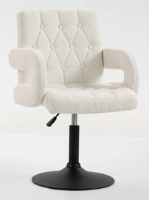 HR8404KW Scaun Crem Boucle cu Bază Aurie