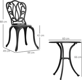 Outsunny Set de Grădină Exterior, Masă Rotundă și Scaune din Aluminiu, Masă de Bistrou cu Orificiu pentru Umbrelă, Mobilier pentru Terasă, Grădini, Verande, Balcoane, Lângă Piscină – Negru | Aosom Romania