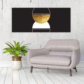 Tablou - Abstracție de aur și negru N⁰2 (120x50 cm)