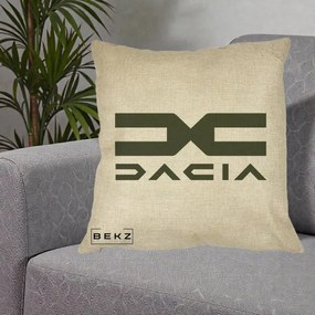 Perna Personalizata cu emblema Dacia, 40x40 cm, Crem, Husa Detasabila, Perna Inclusa, BEKZ®