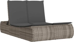 vidaXL Șezlong dublu cu perne, gri, poliratan