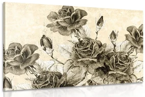 Tablou buchetul de trandafiri vintage în design sepia