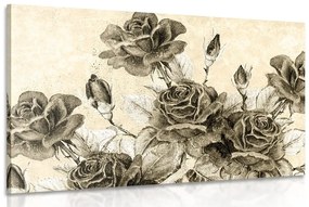 Tablou buchetul de trandafiri vintage în design sepia