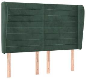 Tablie pat cu aripioare verde inchis 147x23x118 128 cm catifea 1, Verde inchis, 147 x 23 x 118 128 cm