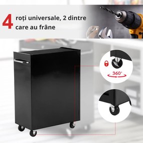 Carucior scule pentru atelier HOMCOM, 61.5x33x85cm negru | Aosom Romania