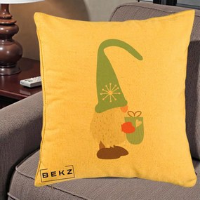 Perna Decorativa Gnom Nordic cu Cana Calda Menta, 40x40 cm, Galben, Husa Detasabila, Perna Inclusa, BEKZ®