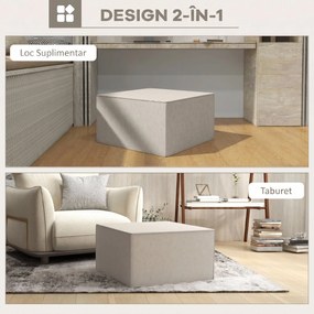 HOMCOM Taburet pentru Picioare 2 în 1 cu Hușă Detașabilă, Suport pentru Picioare, 75x75x41 cm, Bej | Aosom Romania