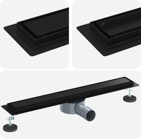 vidaXL Scurgere de duș 2 în 1 cu sifon 360° Negru 60 cm