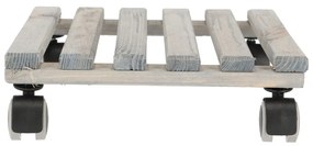 Suport din lemn cu roți pentru ghivece Esschert Design, 29 x 29 cm, gri