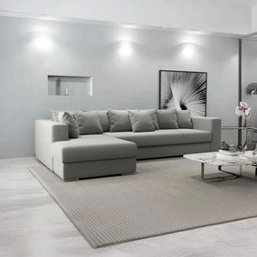 Colțar extensibil dumonde cu ladă de depozitare si sezut confortabil din spuma high-density, Gloria Royal Grey 320x183 cm