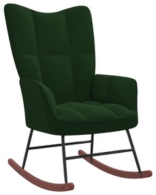 Scaun balansoar cu taburet, verde inchis, catifea 1, Verde inchis, Cu suport de picioare
