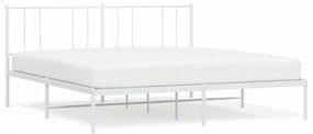 352534 vidaXL Cadru de pat metalic cu tăblie, alb, 183x213 cm