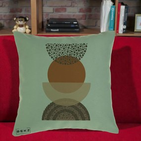 Perna Decorativa Boho Stiva Forme Punctate Terracotta, 40x40 cm, Verde, Husa Detasabila, Perna Inclusa, BEKZ®