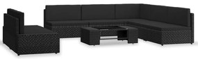 vidaXL Set mobilier de grădină, 7 piese, negru, poliratan